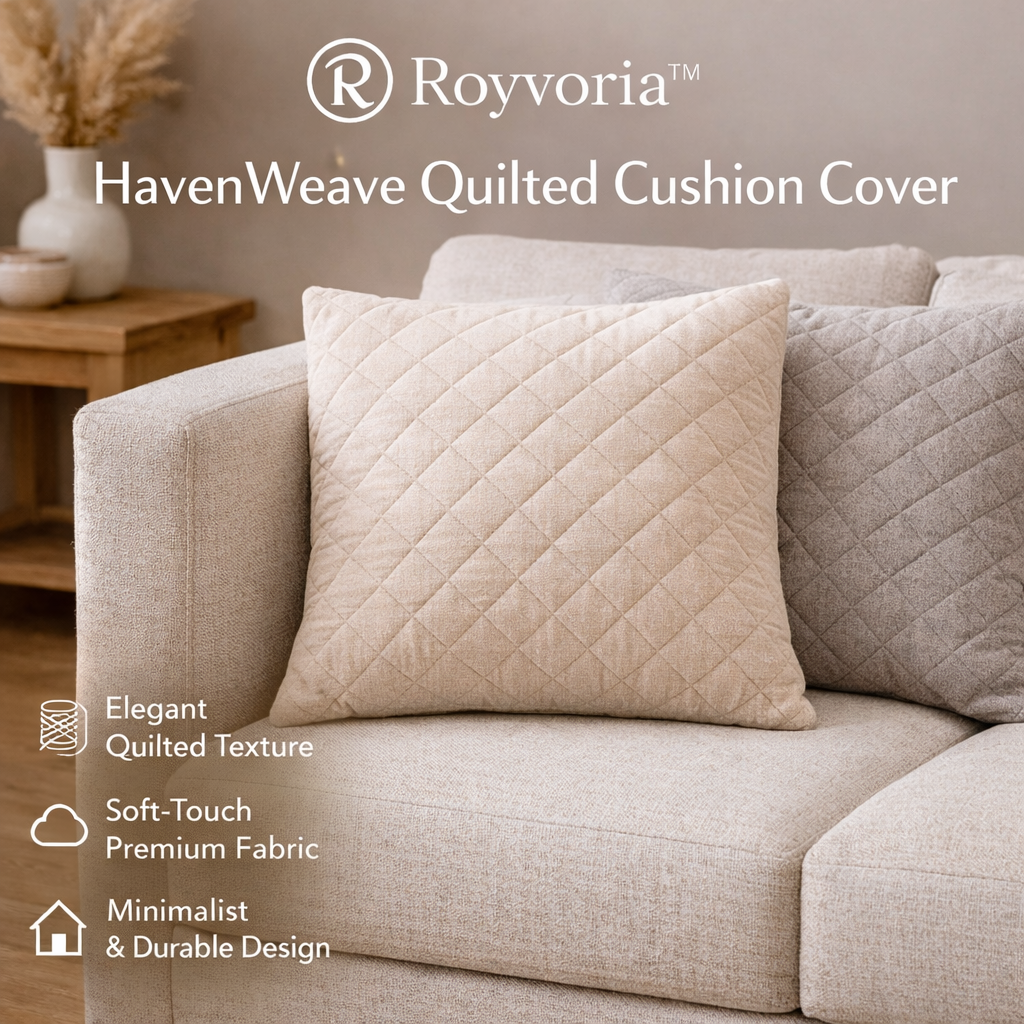 Royvoria™ HavenWeave Quilted Cushion Cover
